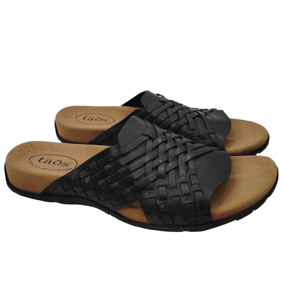 Taos Guru Black Woven Sandals size 10